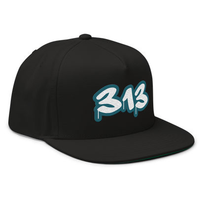 Detroit '313' Flat BIll Snapback (Auburn Hills Teal Tag Font)