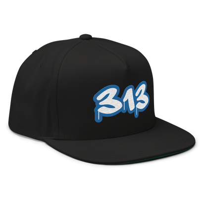 Detroit '313' Flat BIll Snapback (Azure Tag Font)