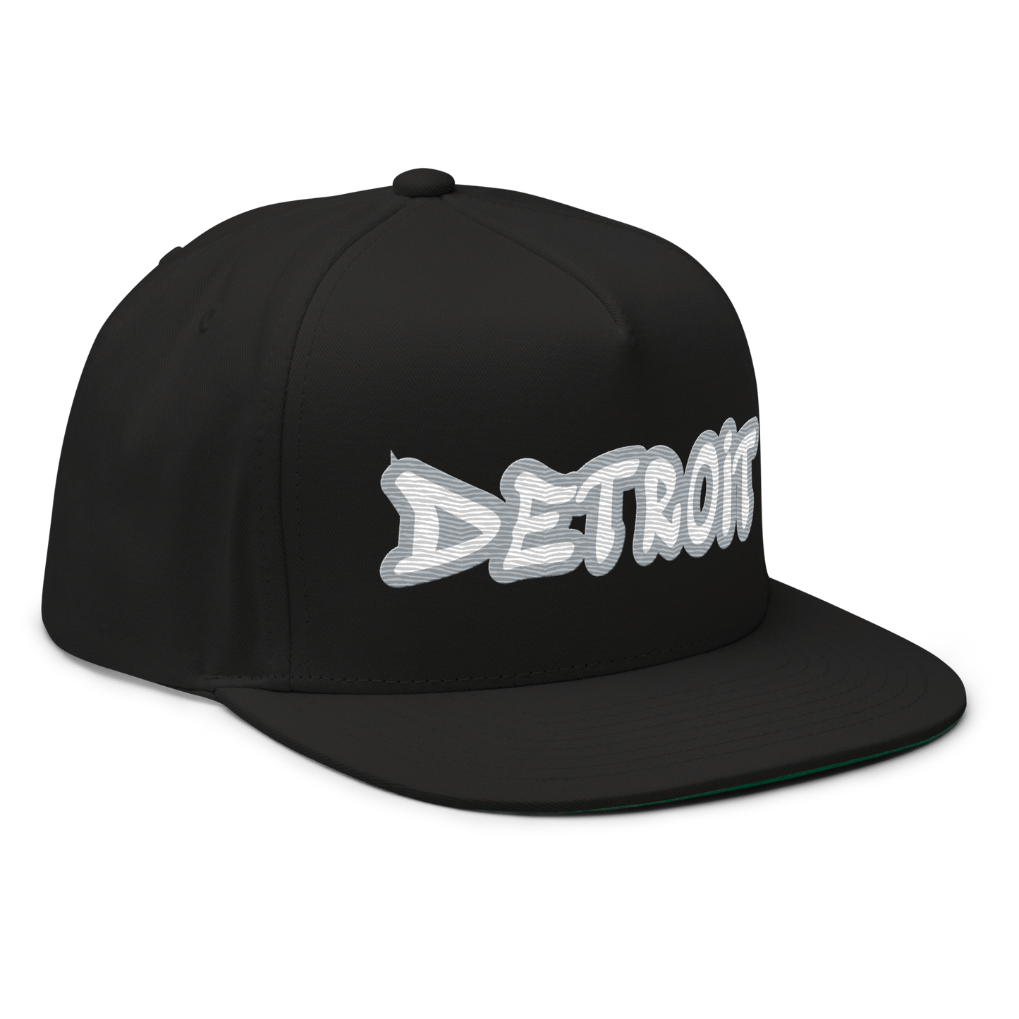 'Detroit' Flat Bill Snapback (Silver Tag Font)