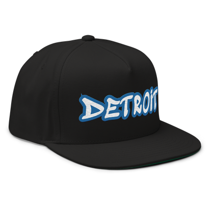 'Detroit' Flat Bill Snapback (Azure Tag Font)