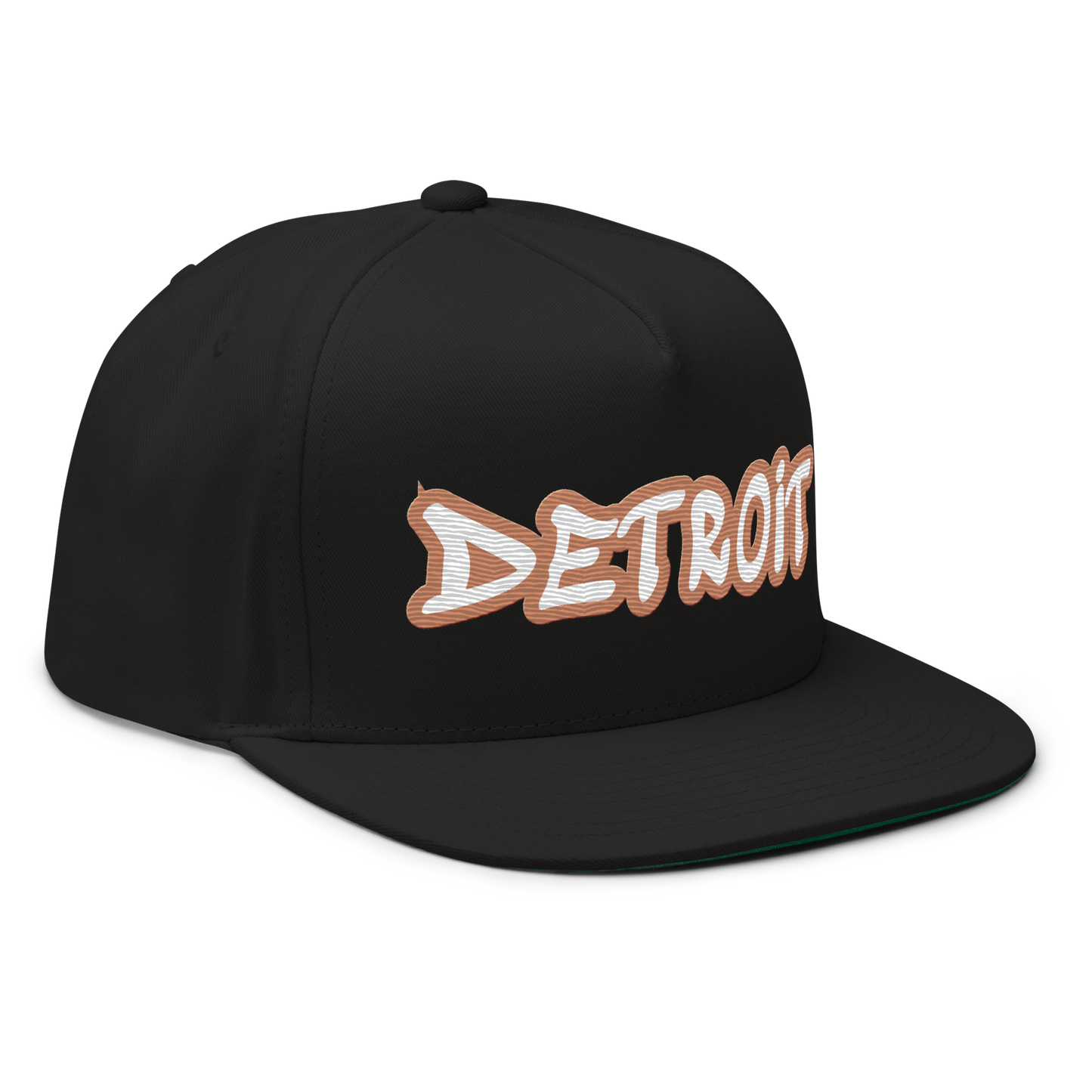 'Detroit' Flat Bill Snapback (Copper Tag Font)