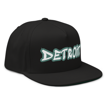 'Detroit' Flat Bill Snapback (Copper Green Tag Font)