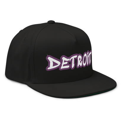 'Detroit' Flat Bill Snapback (Plum Tag Font)