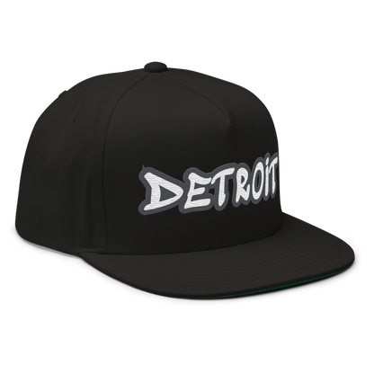 'Detroit' Flat Bill Snapback (Iron Ore Grey Tag Font)