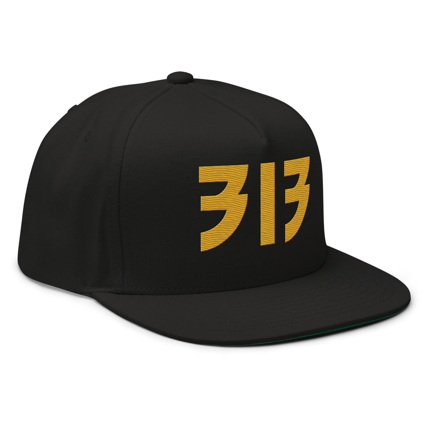 Detroit '313' Snapback (Glam Font) | 5-Panel - Gold