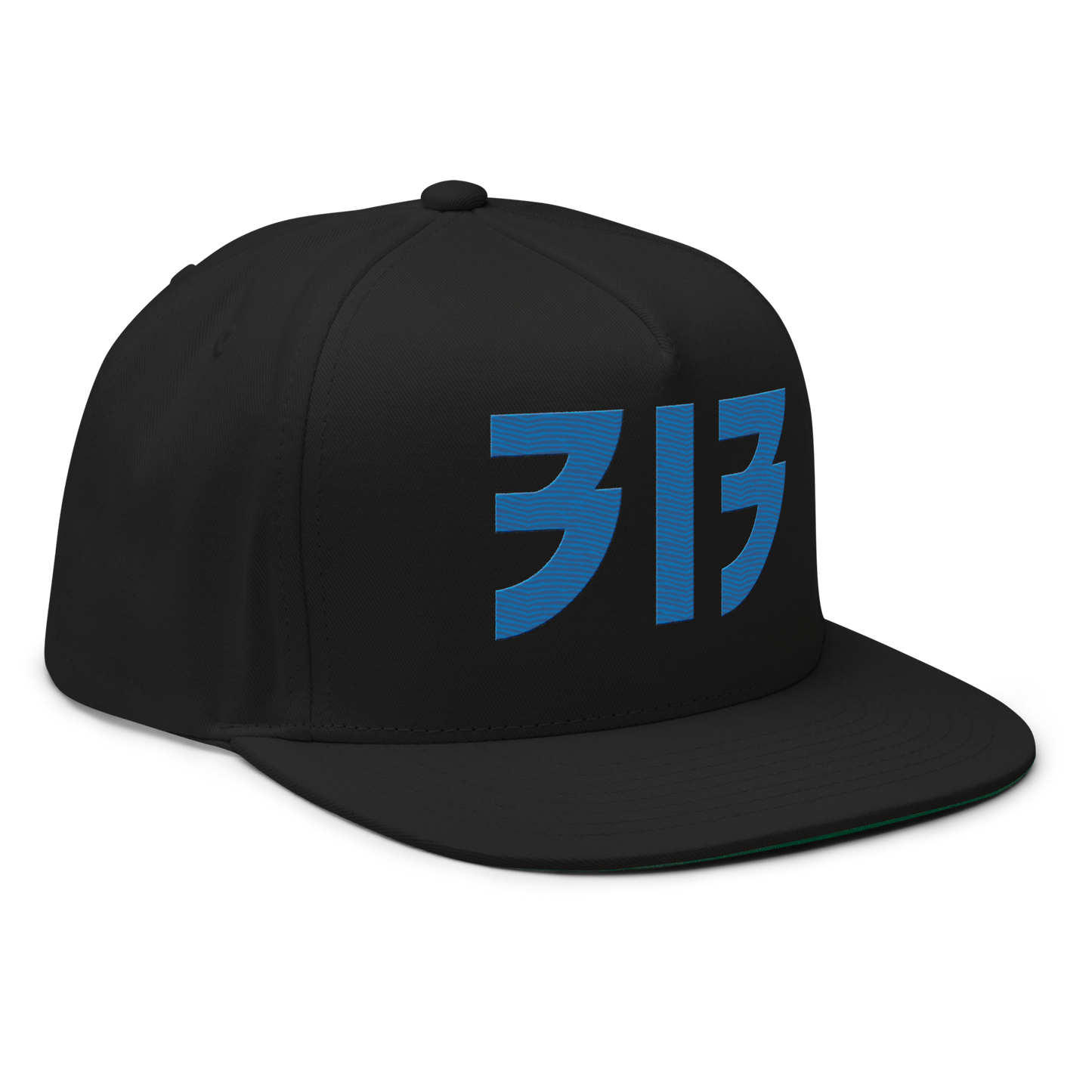 Detroit '313' Snapback (Glam Font) | 5-Panel - Azure