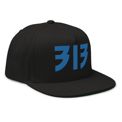 Detroit '313' Snapback (Glam Font) | 5-Panel - Azure