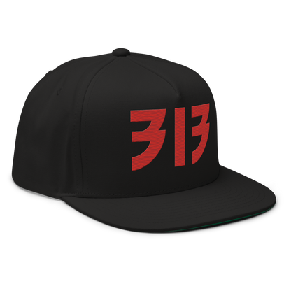 Detroit '313' Snapback (Glam Font) | 5-Panel - Aliform Red