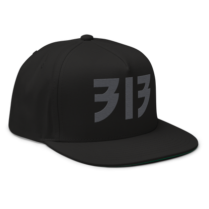 Detroit '313' Snapback (Glam Font) | 5-Panel - Iron Ore Grey