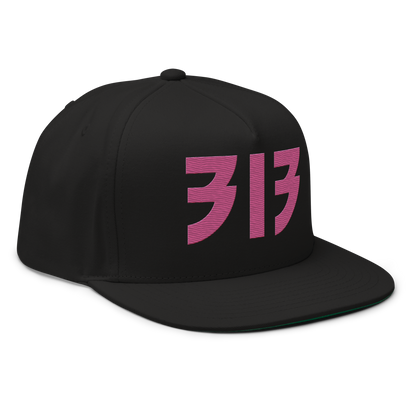 Detroit '313' Snapback (Glam Font) | 5-Panel - Apple Blossom Pink