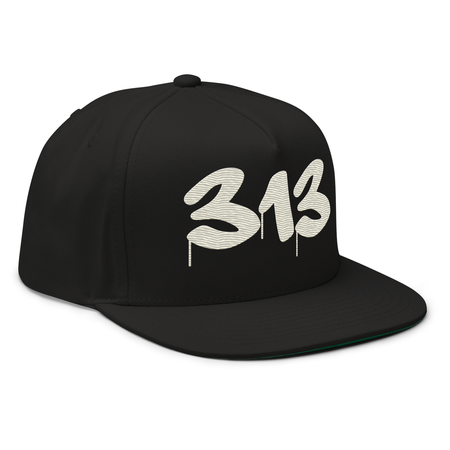 Detroit '313' Snapback (Tag Font) | 5-Panel - Ivory White