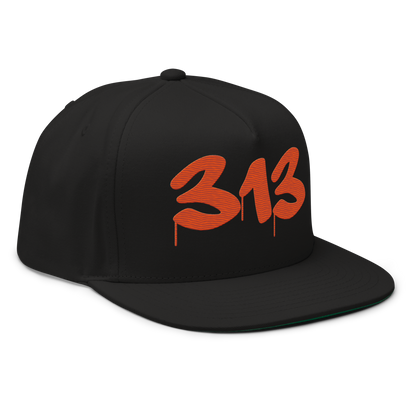 Detroit '313' Snapback (Tag Font) | 5-Panel - Maple Leaf Orange