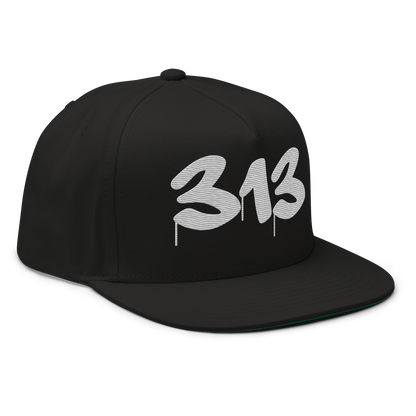 Detroit '313' Snapback (Tag Font) | 5-Panel - Platinum