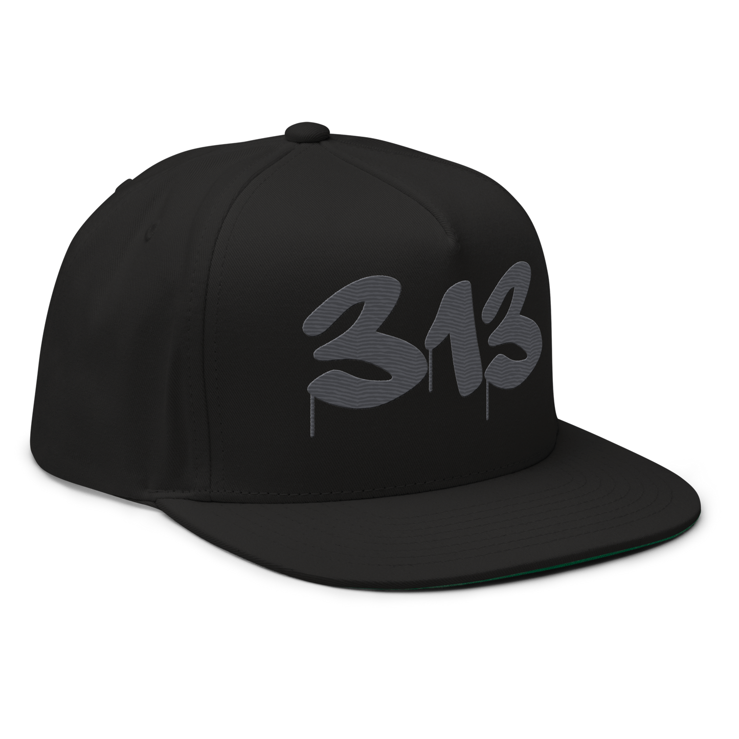 Detroit '313' Snapback (Tag Font) | 5-Panel - Iron Ore Grey