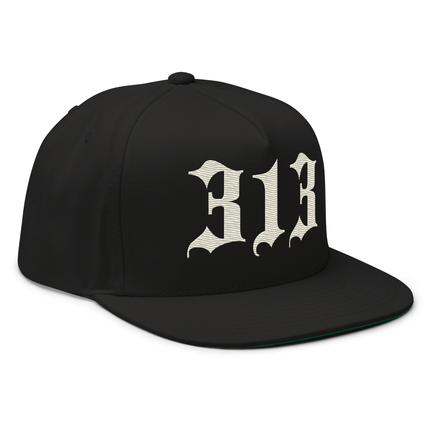 Detroit '313' Snapback (Old English Font) | 5-Panel - Ivory White