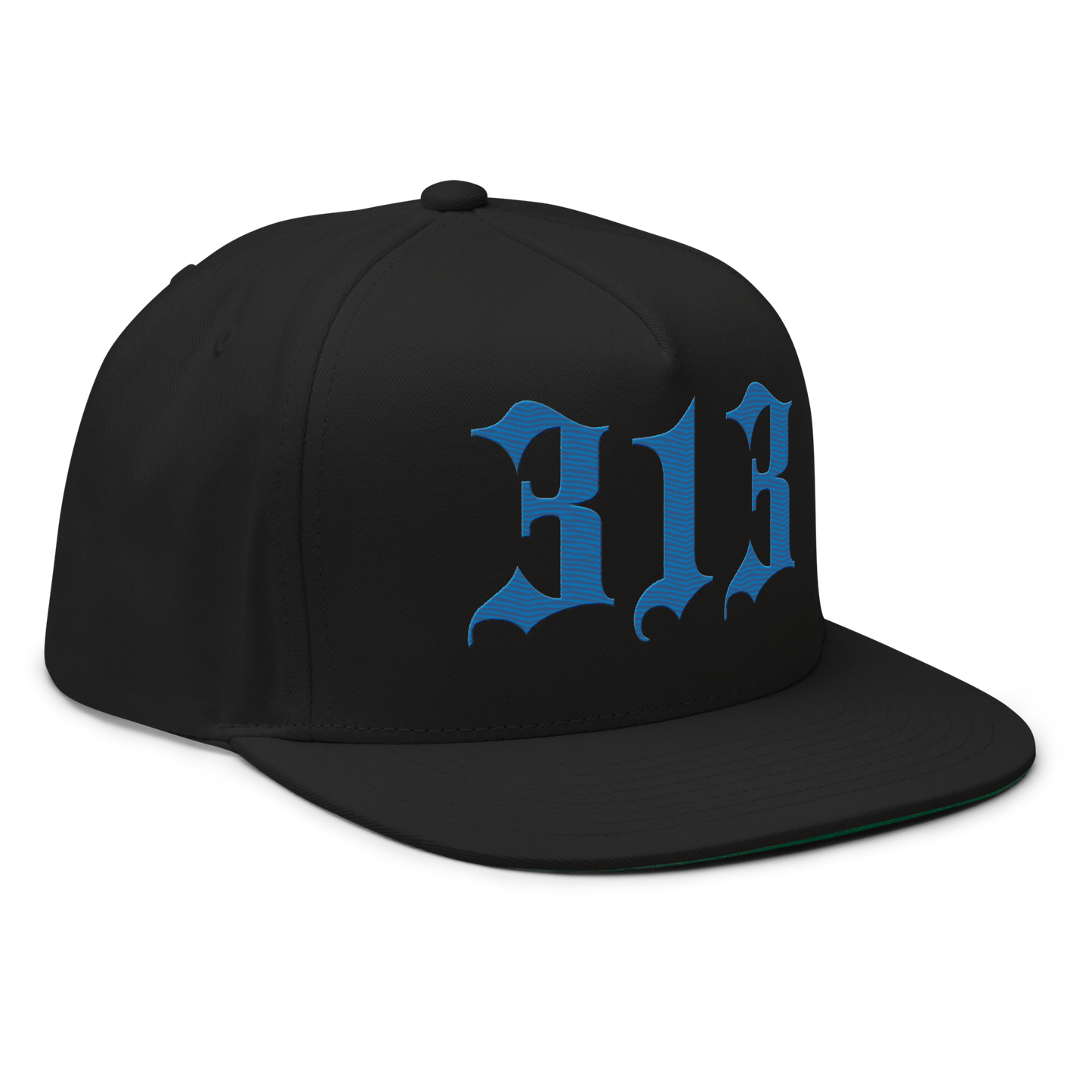 Detroit '313' Snapback (Old English Font) | 5-Panel - Azure