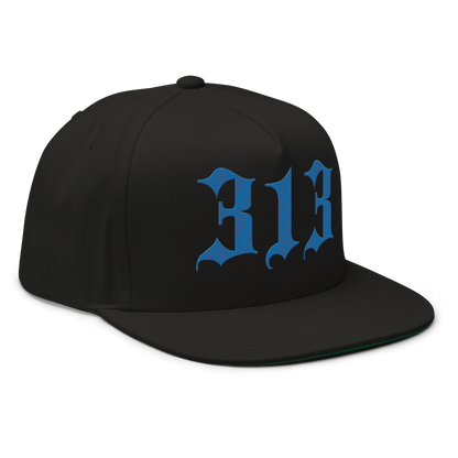 Detroit '313' Snapback (Old English Font) | 5-Panel - Azure