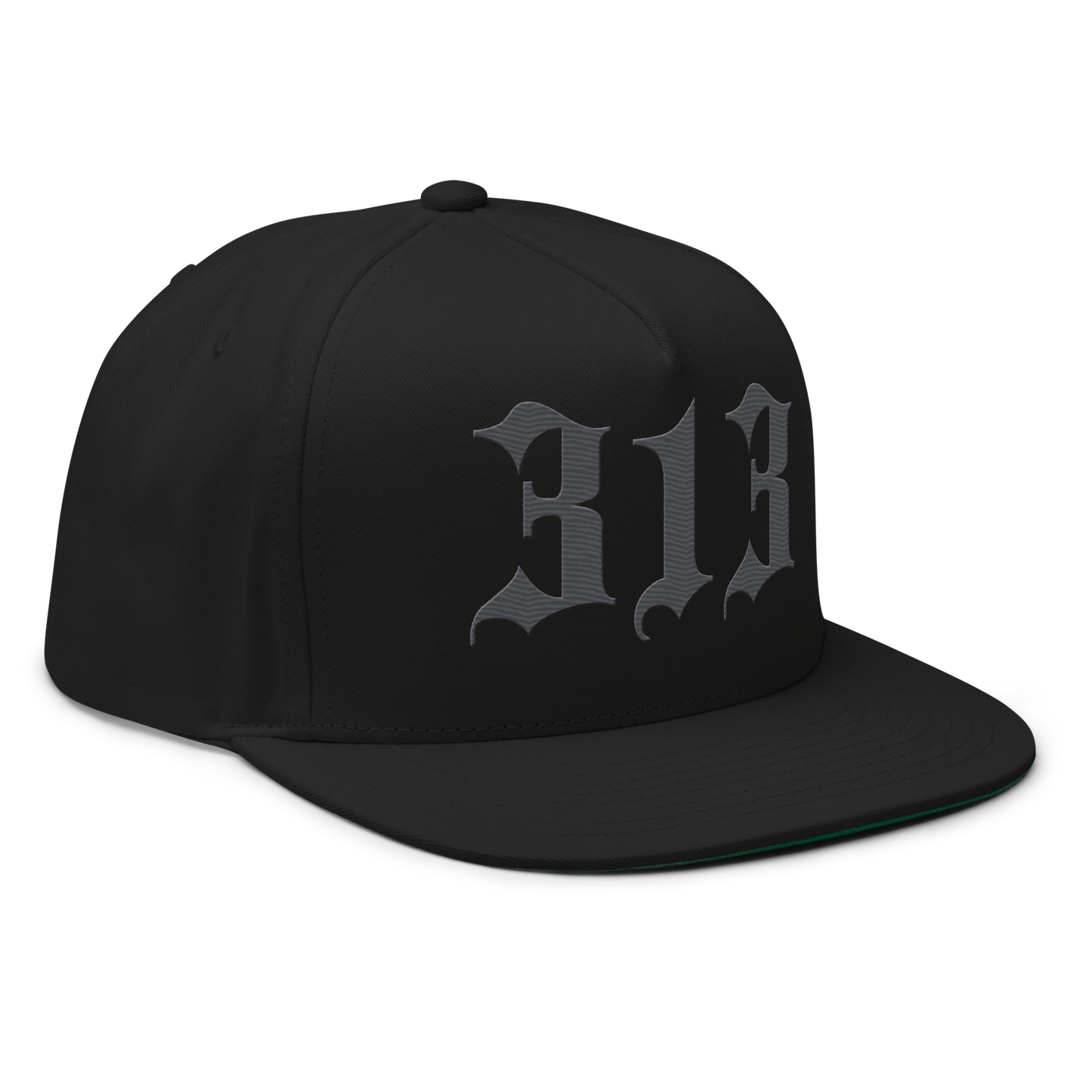 Detroit '313' Snapback (Old English Font) | 5-Panel - Iron Ore Grey