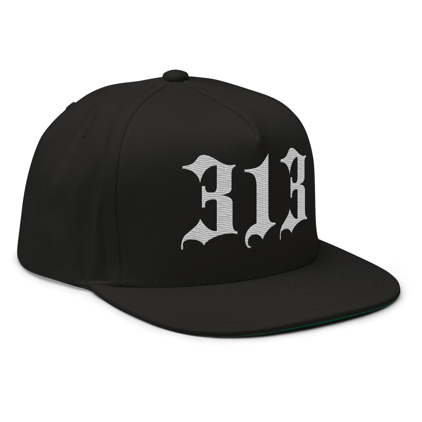 Detroit '313' Snapback (Old English Font) | 5-Panel - Platinum