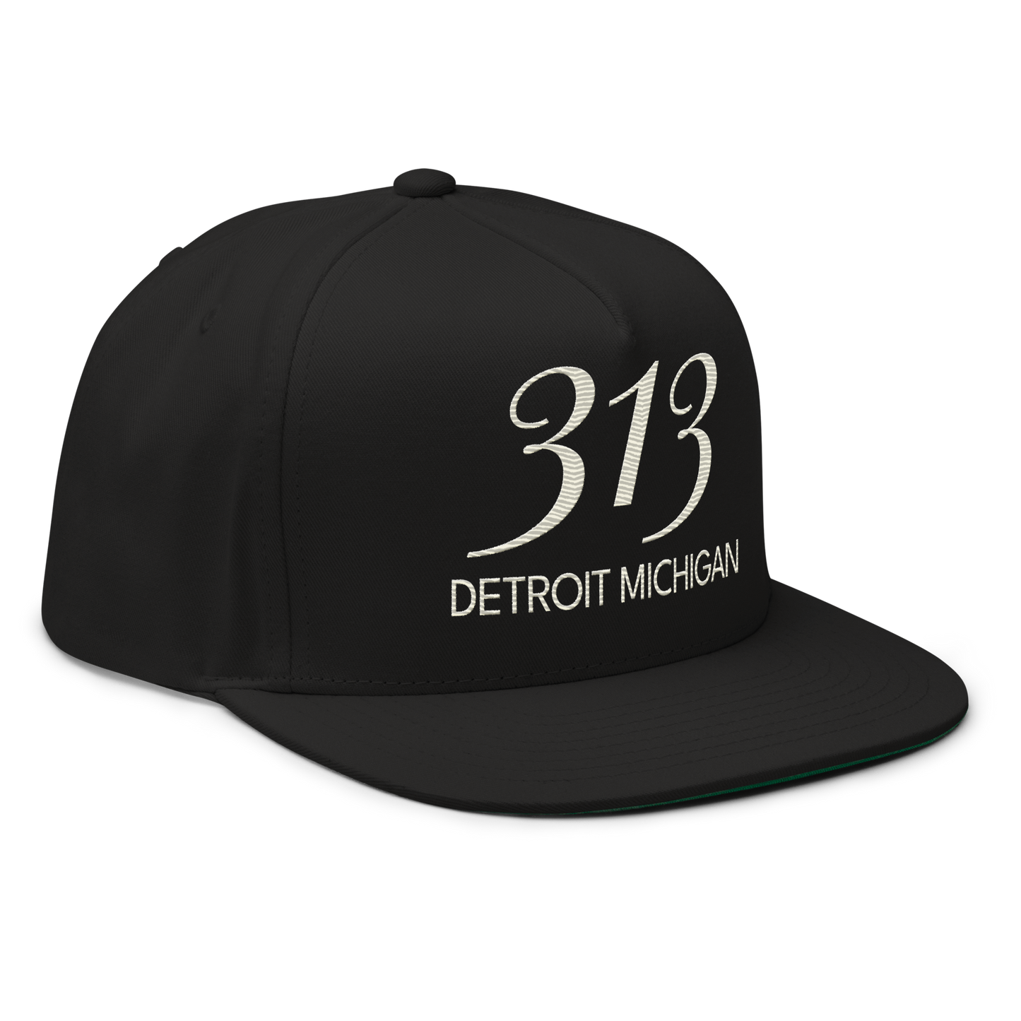 '313 Detroit Michigan' Snapback | 5-Panel - Ivory White