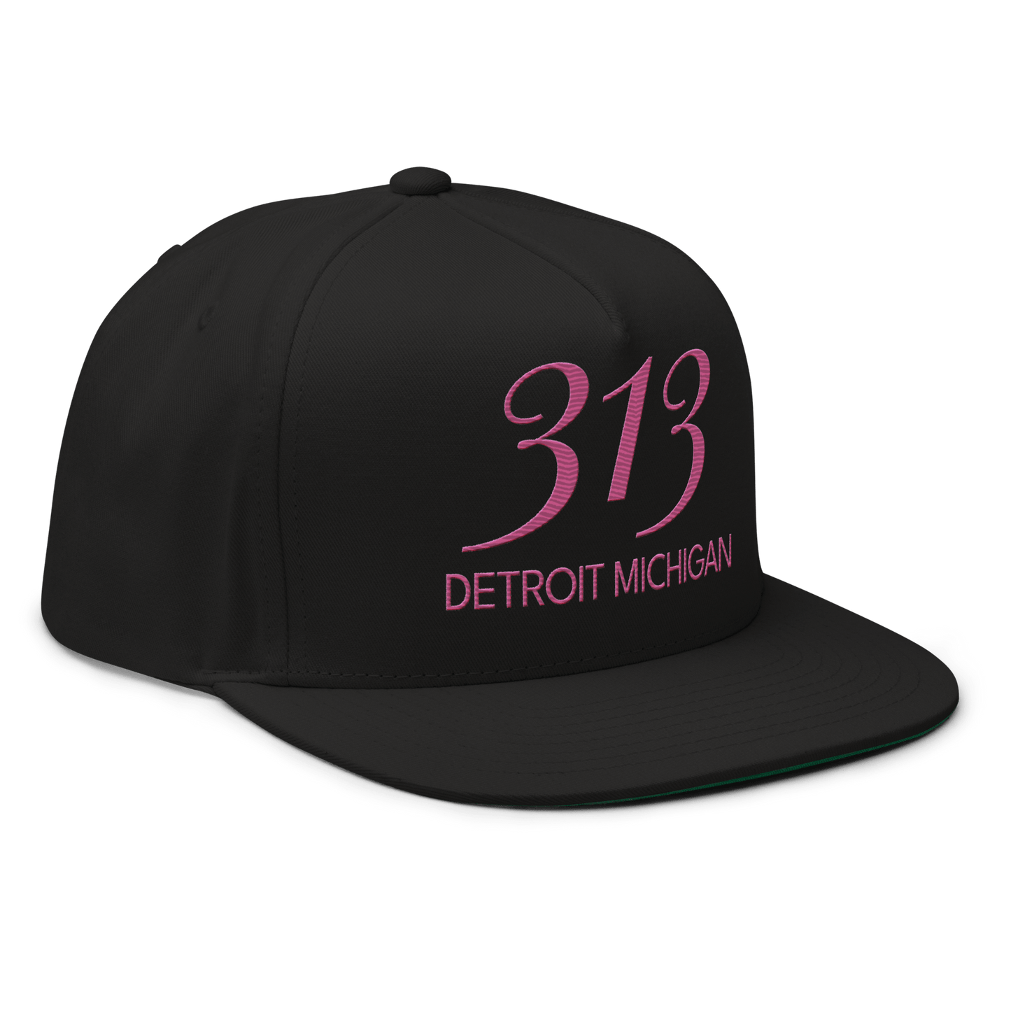 '313 Detroit Michigan' Snapback | 5-Panel - Apple Blossom Pink