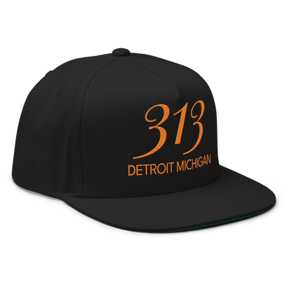 '313 Detroit Michigan' Snapback | 5-Panel - Orange