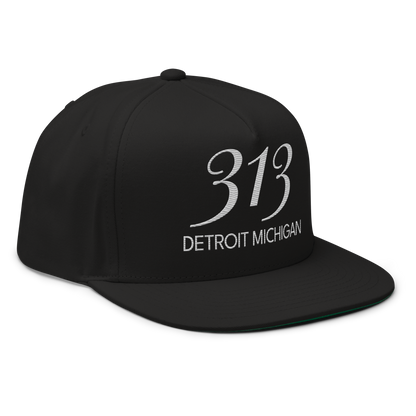 '313 Detroit Michigan' Snapback | 5-Panel - Platinum