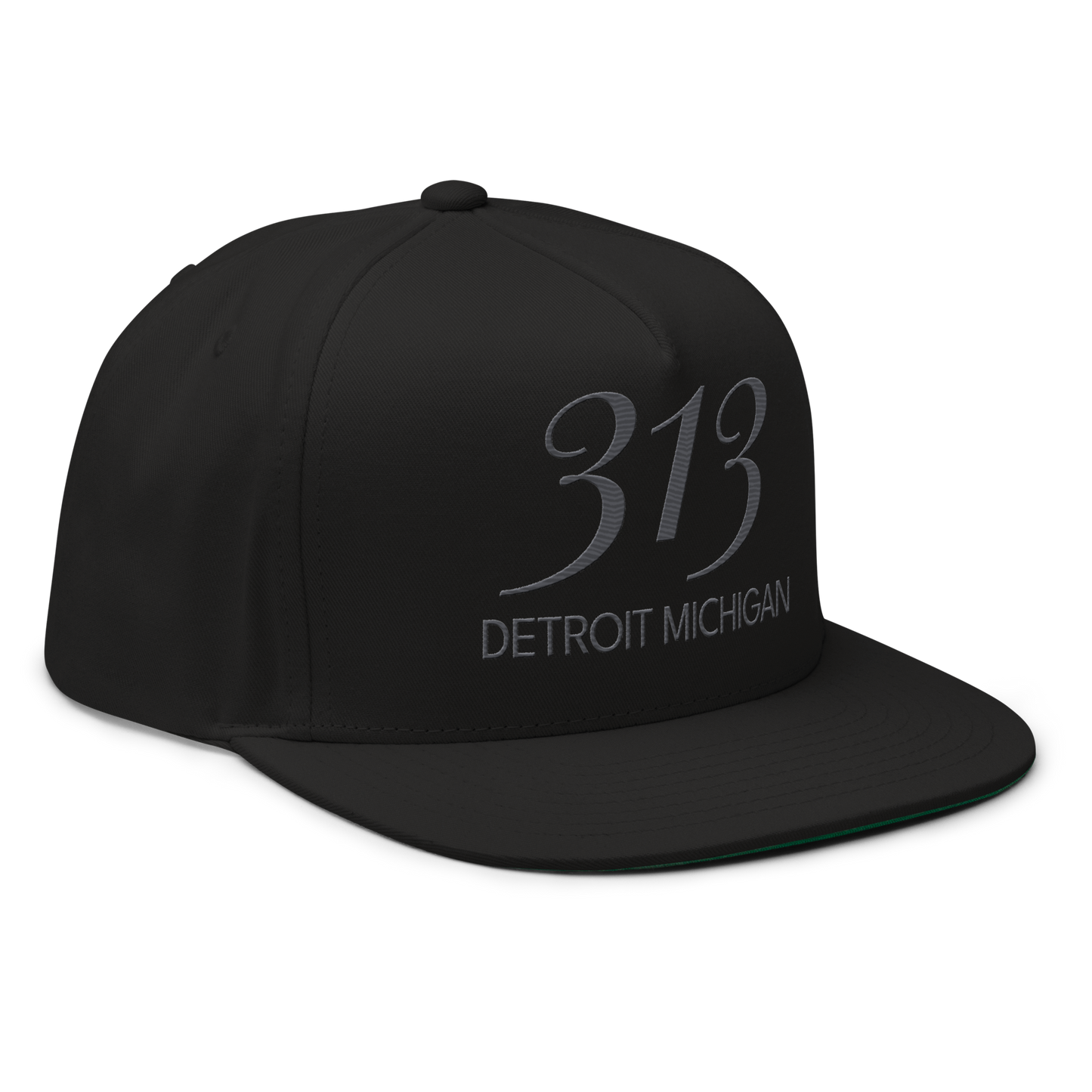 '313 Detroit Michigan' Snapback | 5-Panel - Iron Ore Grey