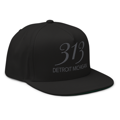 '313 Detroit Michigan' Snapback | 5-Panel - Iron Ore Grey