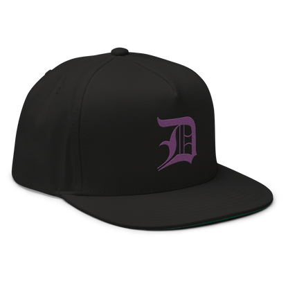 Detroit 'Old English D' Flat Bill Snapback (Plum)