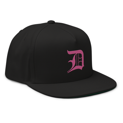 Detroit 'Old English D' Flat Bill Snapback (Apple Blossom Pink)