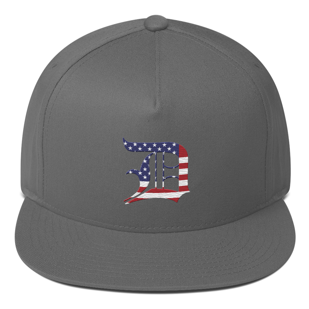 Detroit 'Old English D' Flat Bill Snapback (Patriotic Edition)