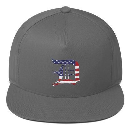 Detroit 'Old English D' Flat Bill Snapback (Patriotic Edition)