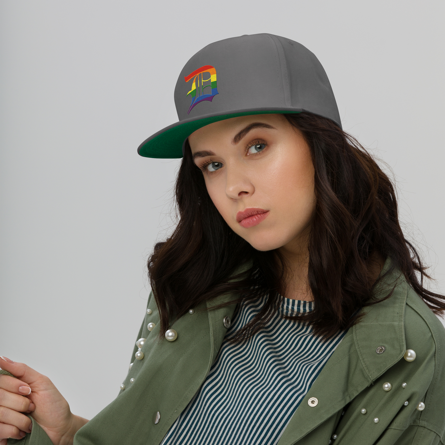 Detroit 'Old English D' Flat Bill Snapback (Rainbow Pride Edition)