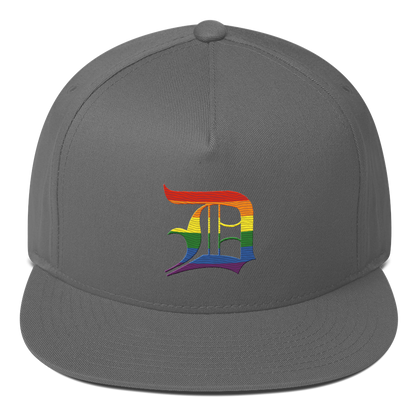 Detroit 'Old English D' Flat Bill Snapback (Rainbow Pride Edition)