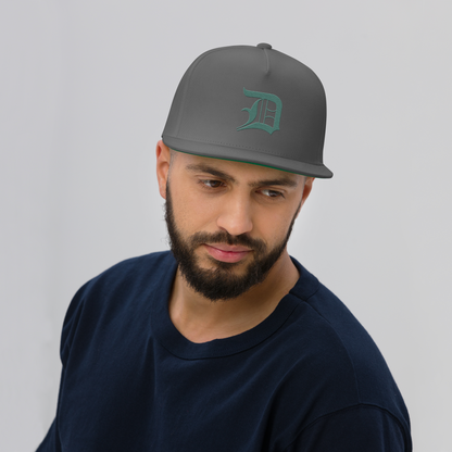 Detroit 'Old English D' Flat Bill Snapback (Copper Green)