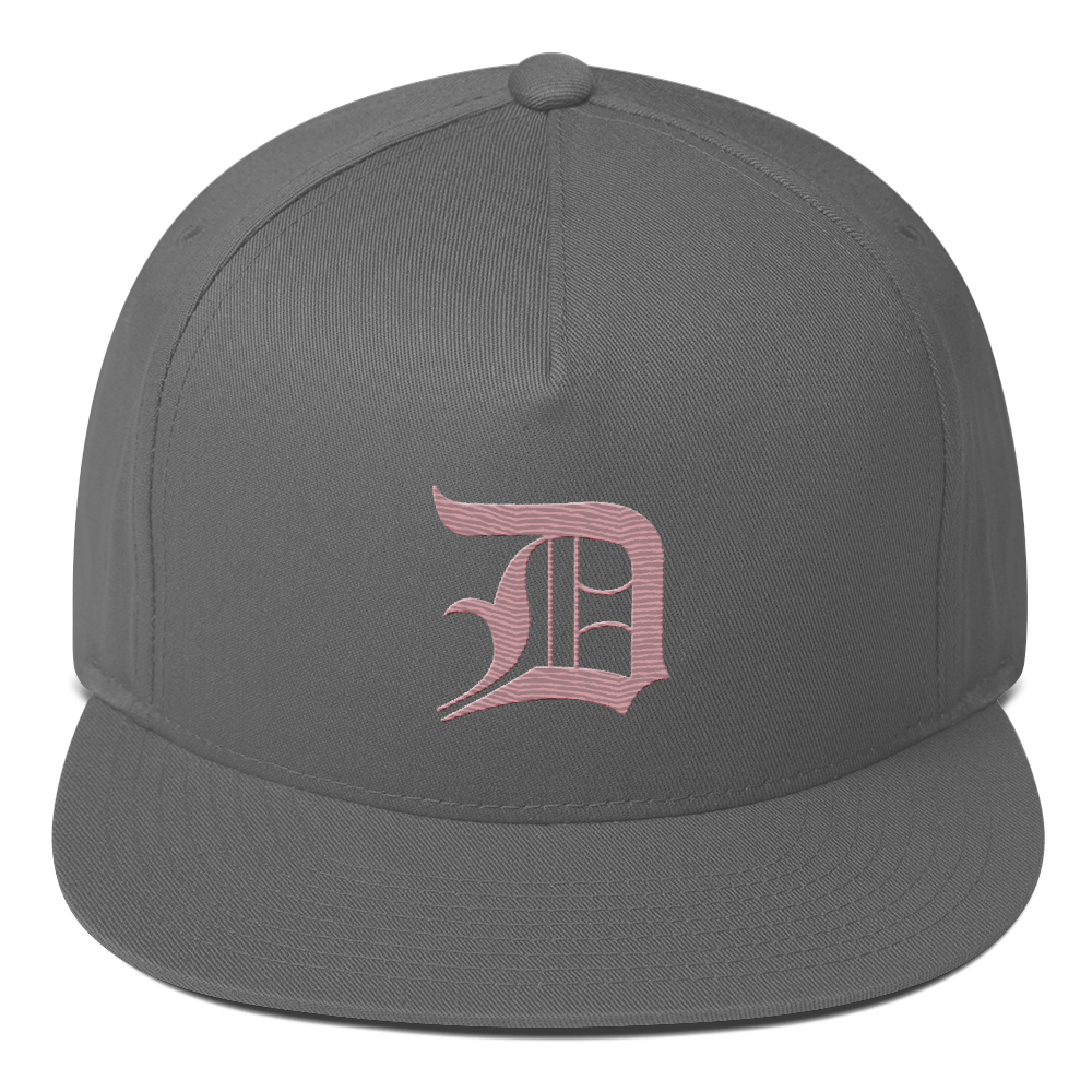 Detroit 'Old English D' Flat Bill Snapback (Cherry Blossom Pink)