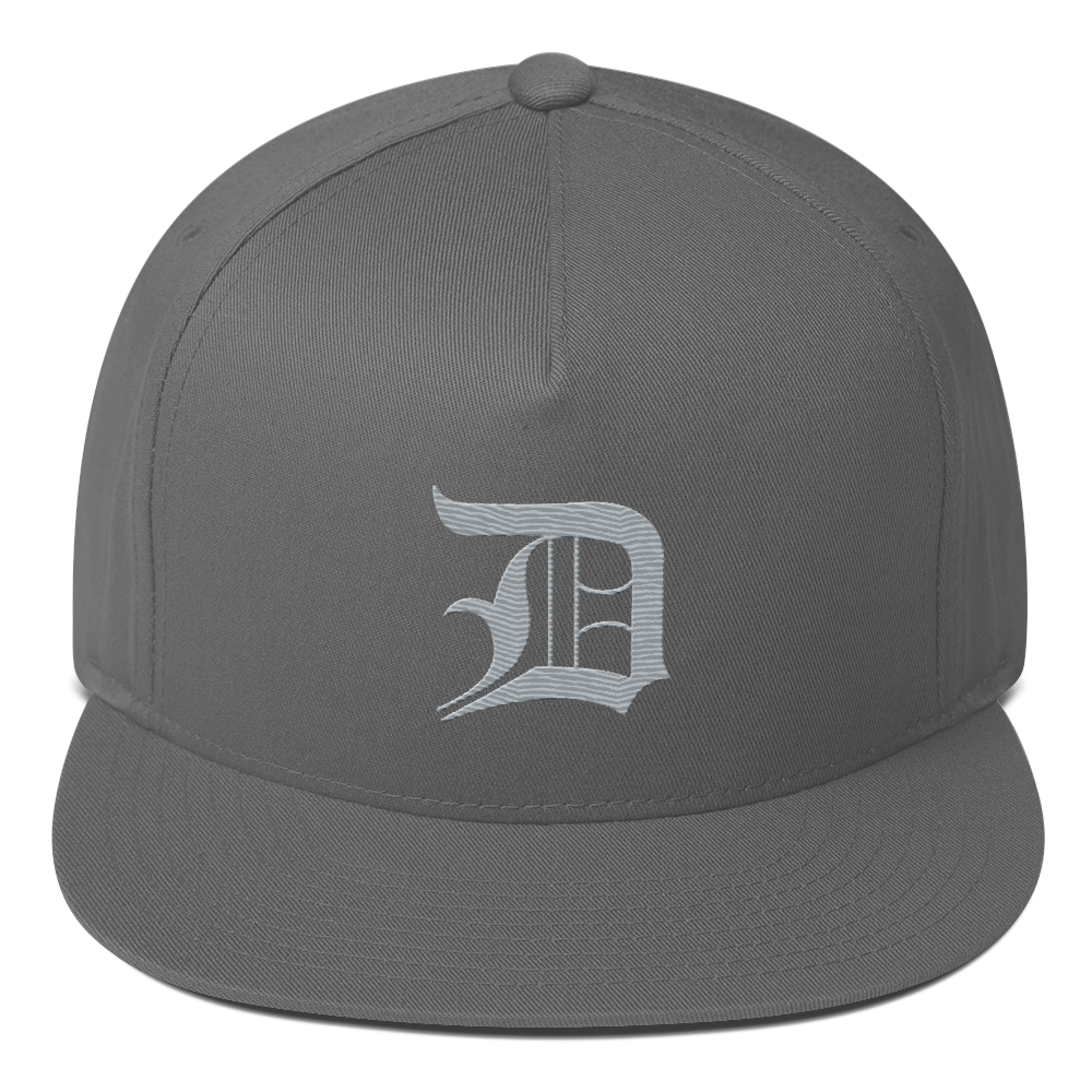 Detroit 'Old English D' Flat Bill Snapback (Silver)