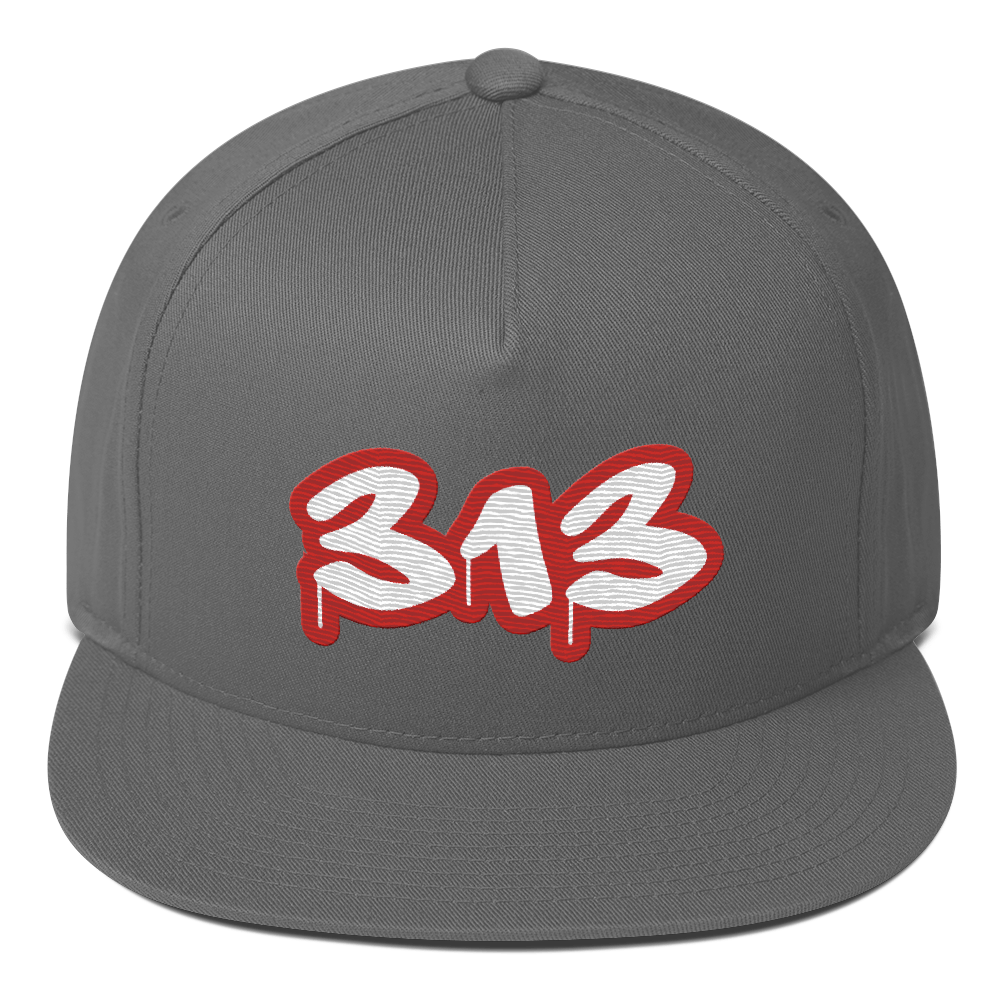 Detroit '313' Flat BIll Snapback (Aliform Red Tag Font)