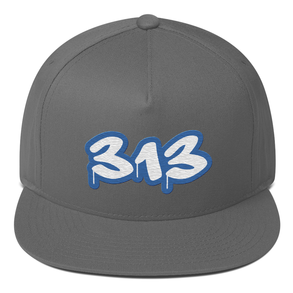 Detroit '313' Flat Bill Snapback (Motor Town Blue Tag Font)