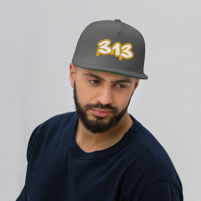 Detroit '313' Flat BIll Snapback (Gold Tag Font)