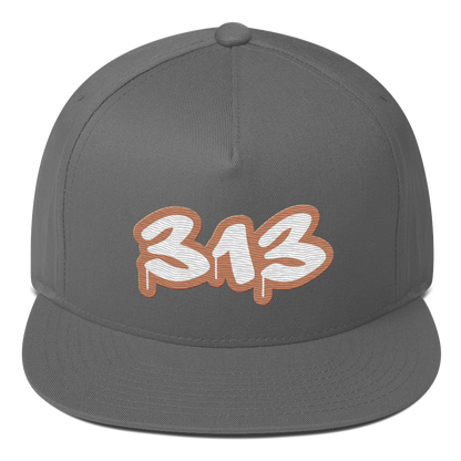 Detroit '313' Flat BIll Snapback (Copper Tag Font)