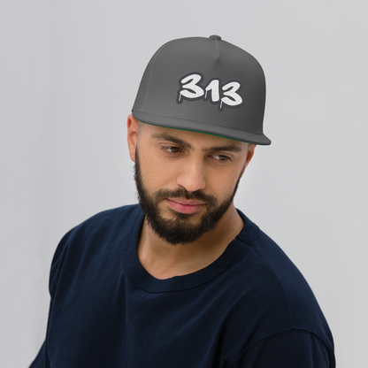 Detroit '313' Flat BIll Snapback (Iron Ore Grey Tag Font)