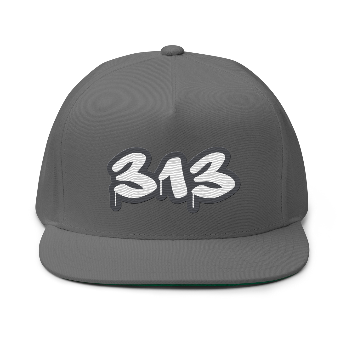 Detroit '313' Flat BIll Snapback (Iron Ore Grey Tag Font)