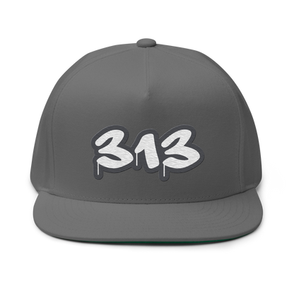 Detroit '313' Flat BIll Snapback (Iron Ore Grey Tag Font)