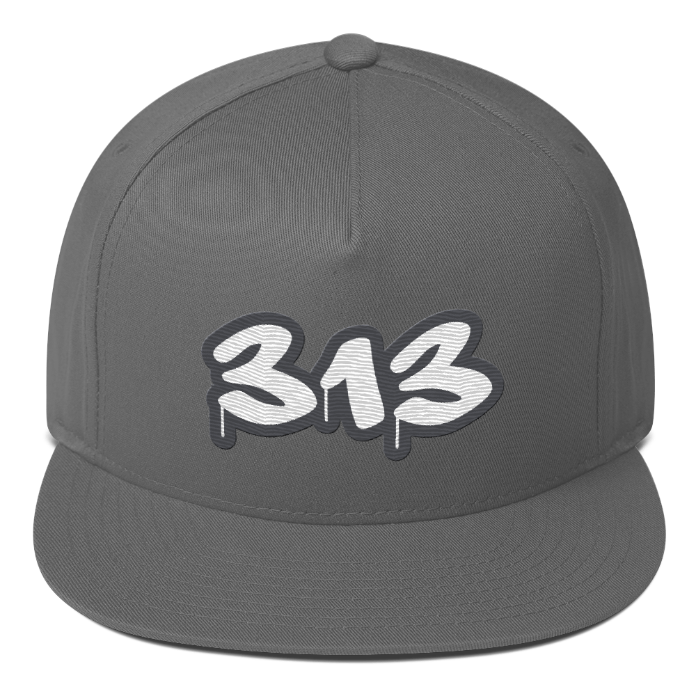 Detroit '313' Flat BIll Snapback (Iron Ore Grey Tag Font)