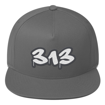 Detroit '313' Flat BIll Snapback (Iron Ore Grey Tag Font)