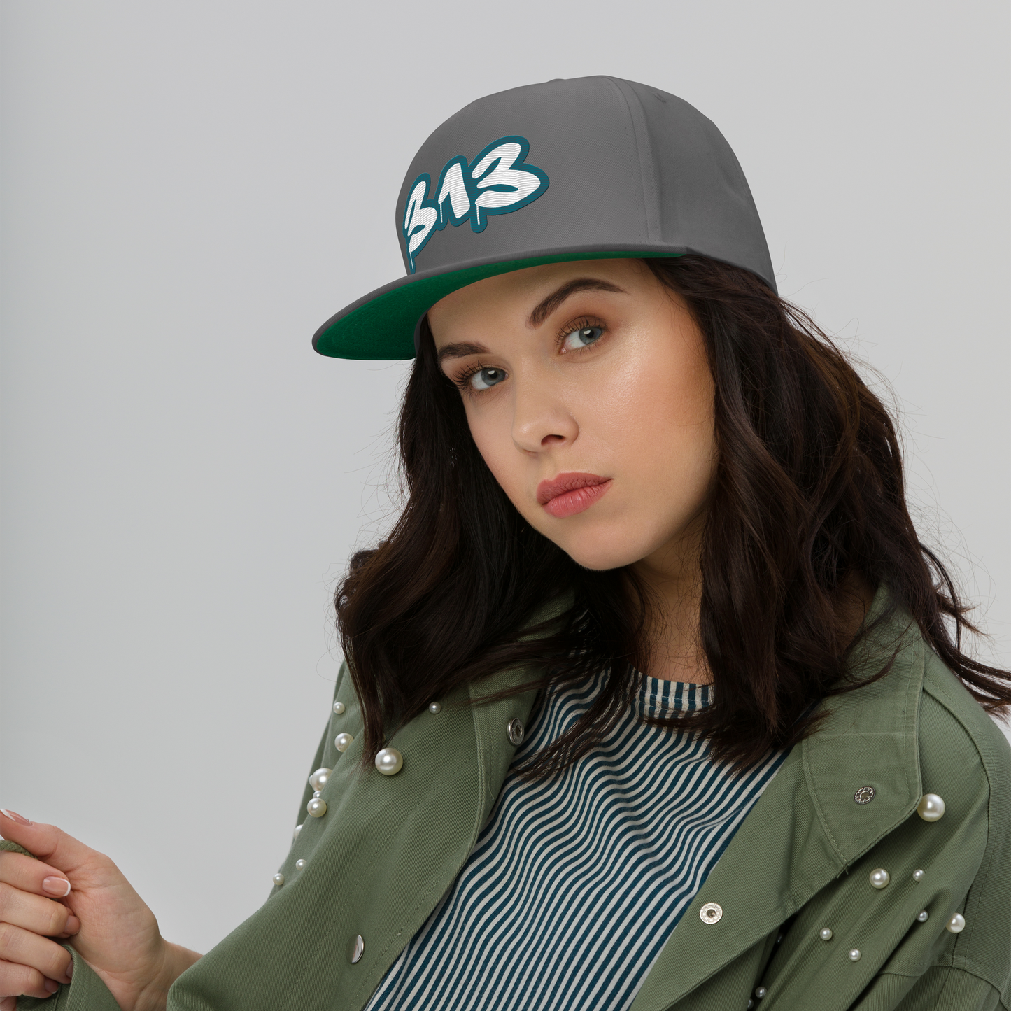 Detroit '313' Flat BIll Snapback (Auburn Hills Teal Tag Font)