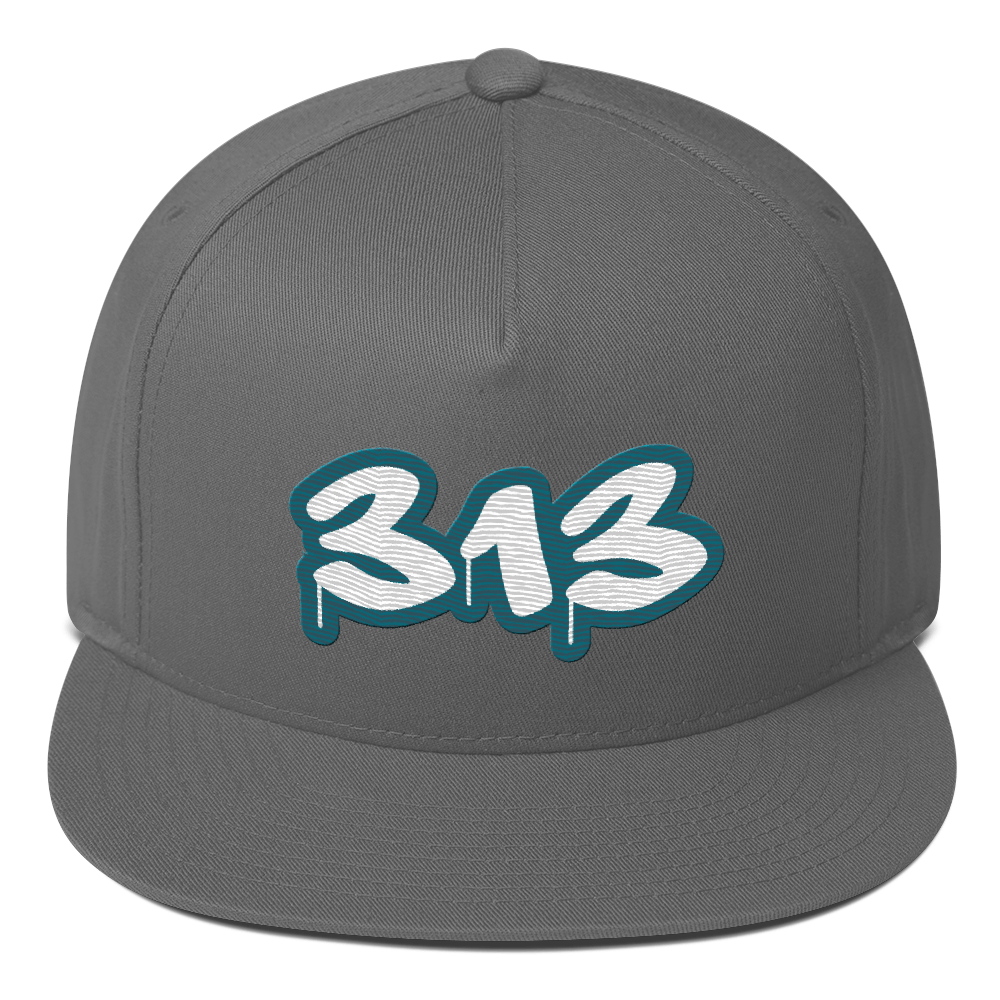 Detroit '313' Flat BIll Snapback (Auburn Hills Teal Tag Font)