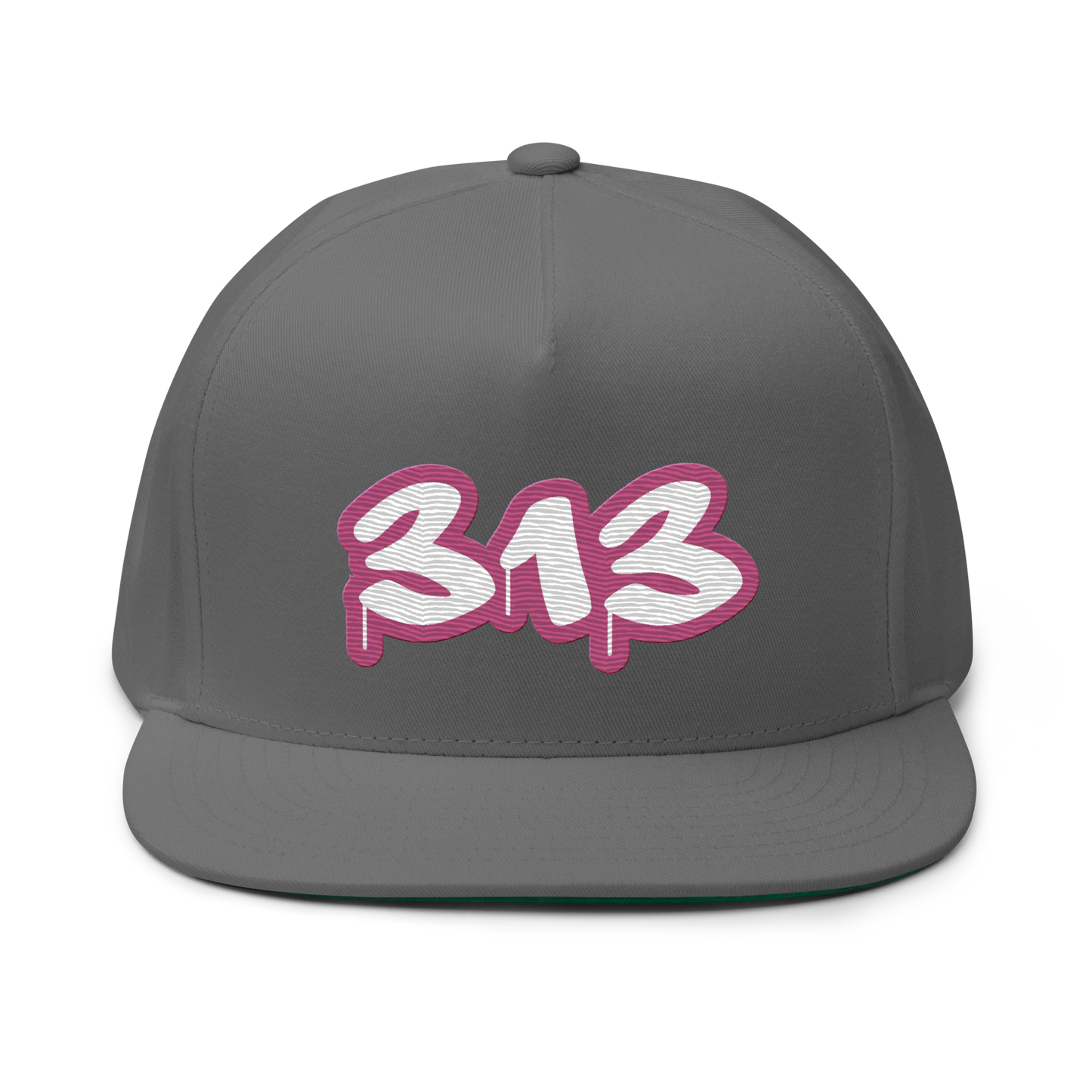 Detroit '313' Flat BIll Snapback (Apple Blossom Pink Tag Font)